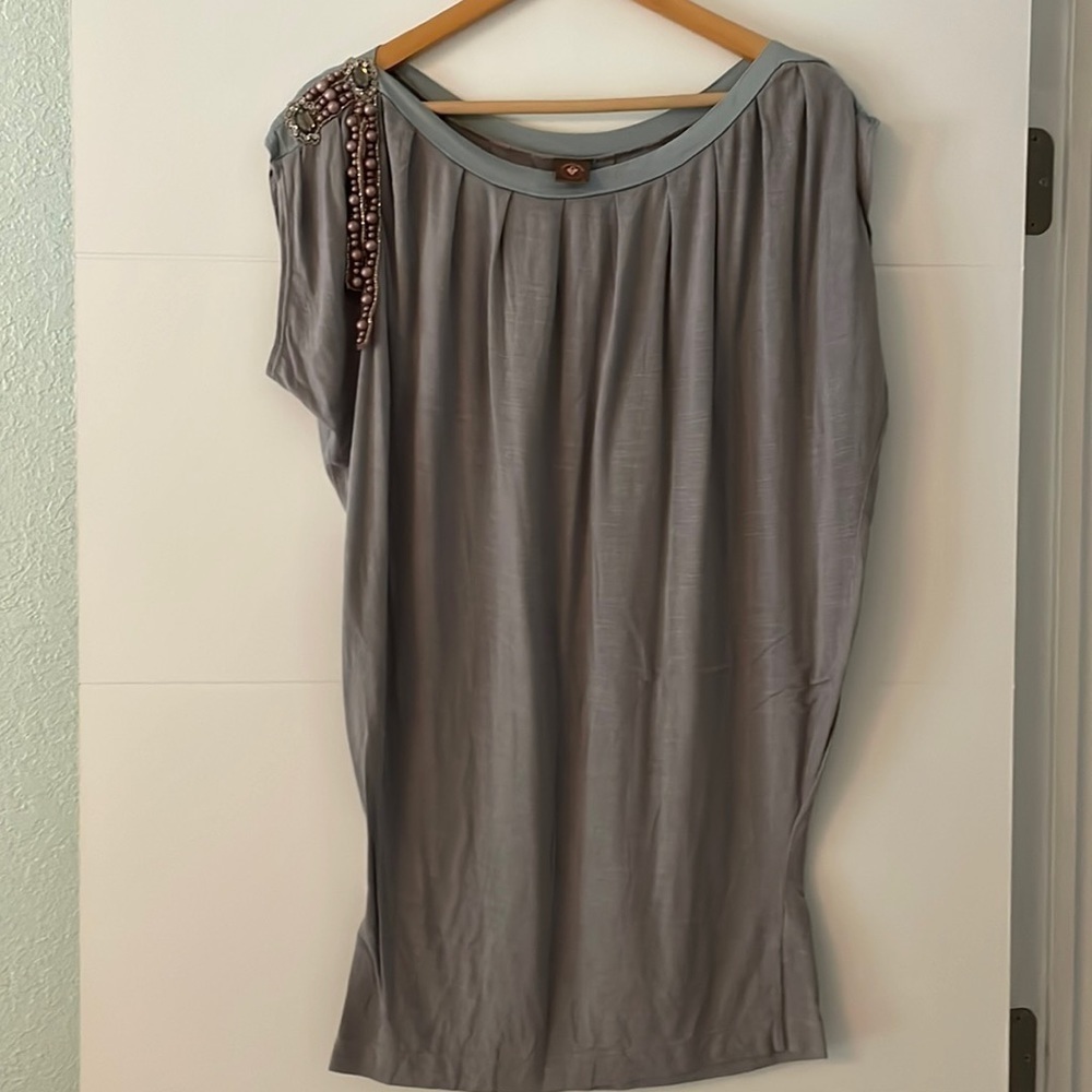 Anthropologie Y2k Slouchy tunic With Beaded Beckline Details